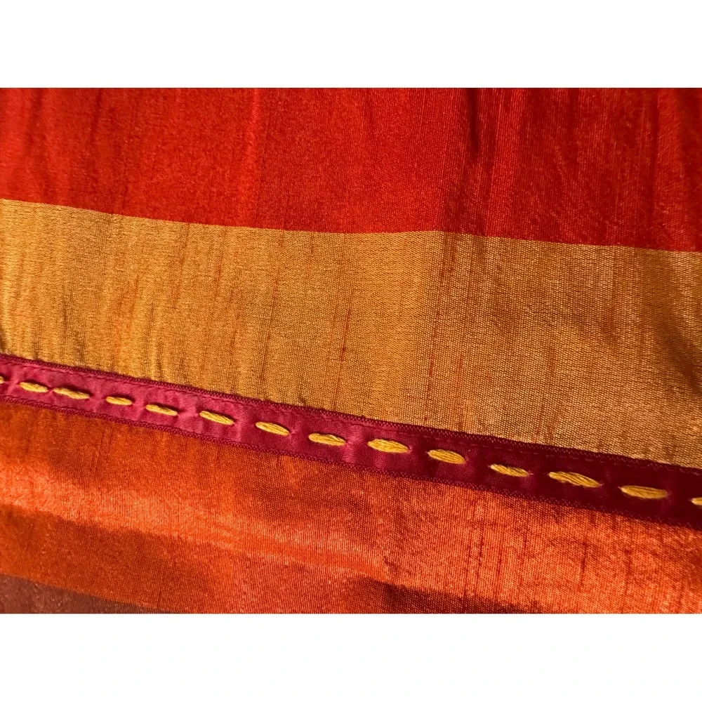Fall Placemat Set of 2 Orange Red Stripe & Solid Brown‎ Decorative Home Decor